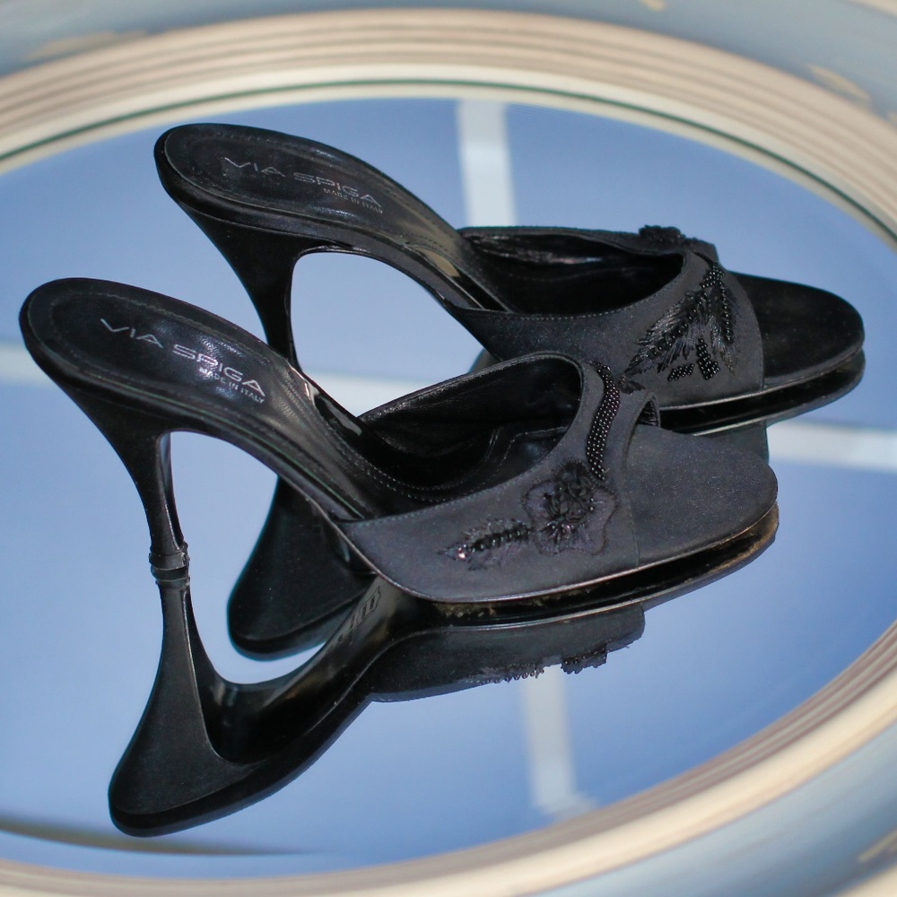 Via Spiga High Heel Fabric Slide Sandal